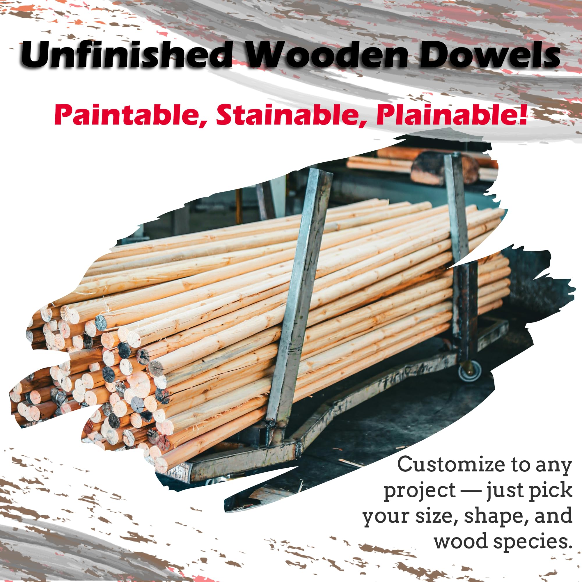Red Oak Round Dowels (3/8" x 36", Pack of 20) | Variety of Diameters & Wood Species | Unfinished Wooden Dowel Rods for Crafts & DIY Home Projects | Curtain Rod, Macrame Supplies, Moulding, Flagpole - Image 3