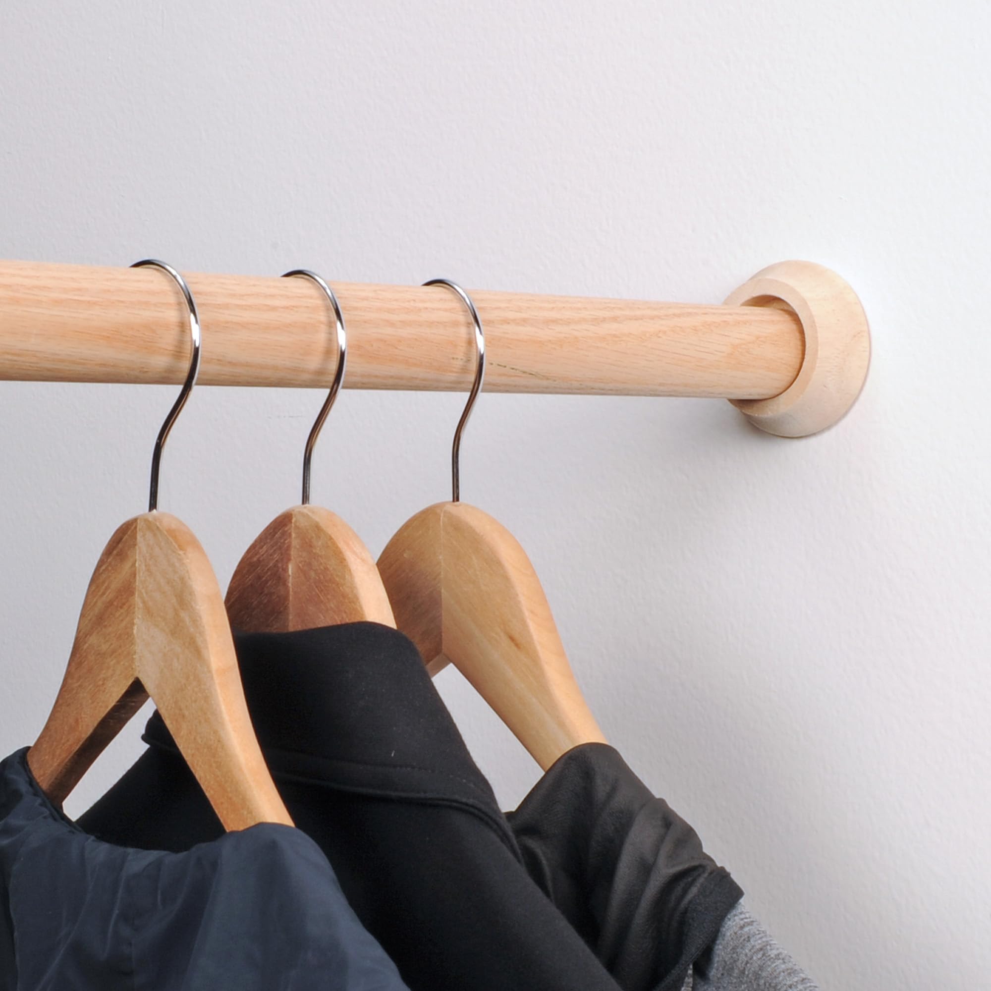 WADDELL Closet Pole Socket (Heavy Duty, 1 Set) | Hardwood Dowel Rod Holder Fits Any Style Closet Rods up to 1-⅜" Diameter | Includes Mounting Screws | No Drill Closet Bracket for DIY Home Improvement - Image 5